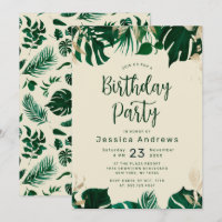 Fiesta de cumpleaños del follaje verde con tema tr
