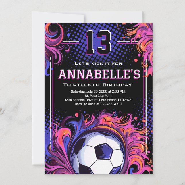 Invitación Fiesta de cumpleaños del fútbol (Anverso)