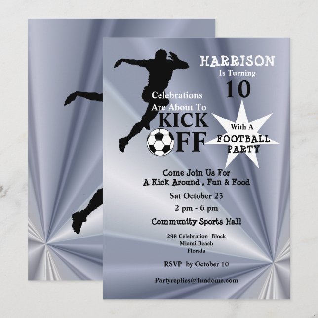 Invitación Fiesta de cumpleaños del fútbol (Anverso / Reverso)