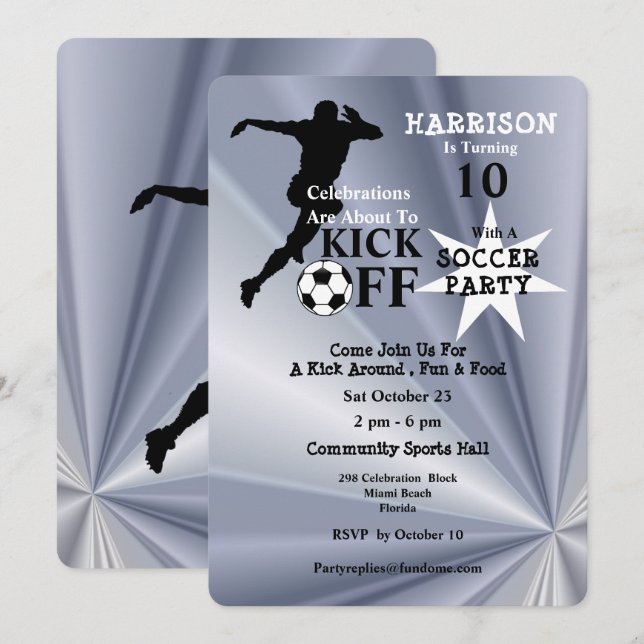Invitación Fiesta de cumpleaños del fútbol (Anverso / Reverso)