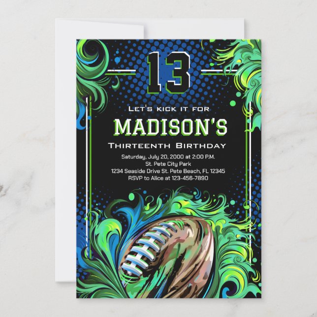 Invitación Fiesta de cumpleaños del fútbol (Anverso)