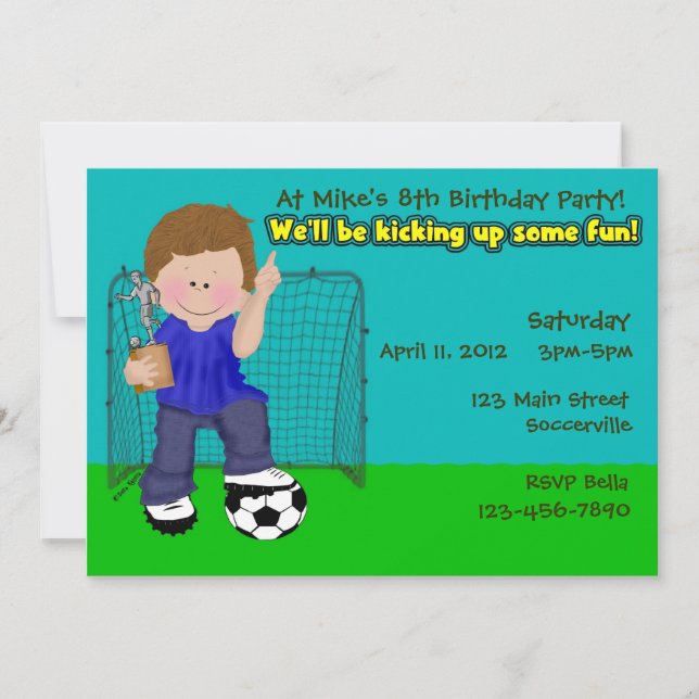 Invitación Fiesta de cumpleaños del fútbol (Anverso)