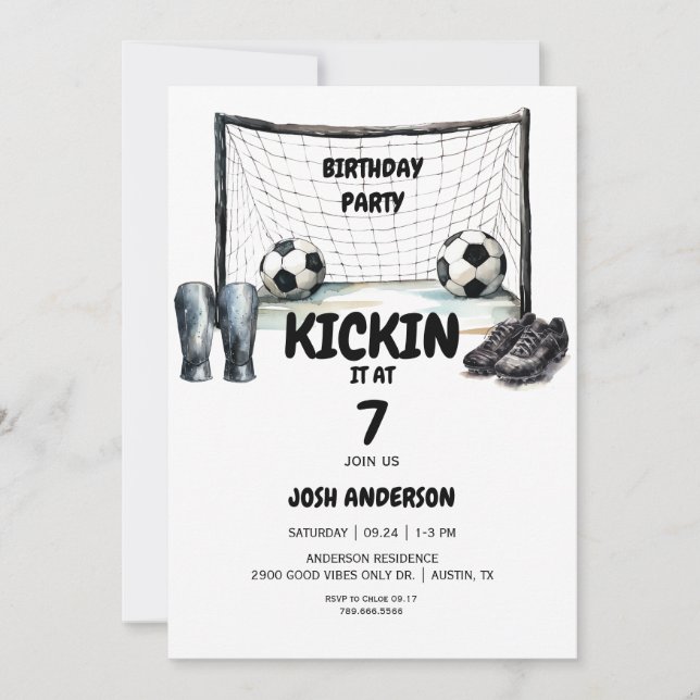Invitación Fiesta de cumpleaños del fútbol (Anverso)