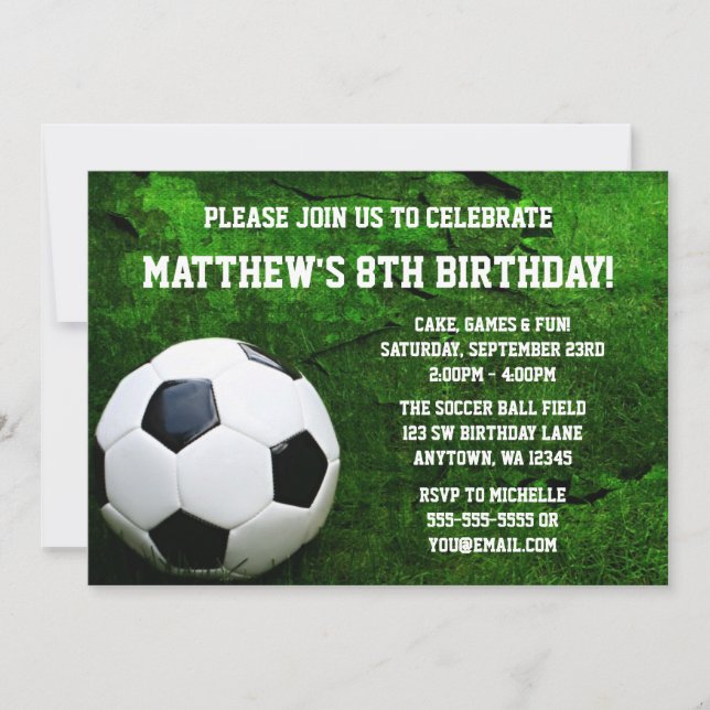 Invitación Fiesta de cumpleaños del fútbol (Anverso)