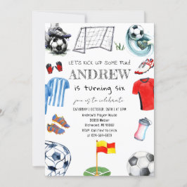 Invitación Fiesta de cumpleaños del fútbol de acuarela person