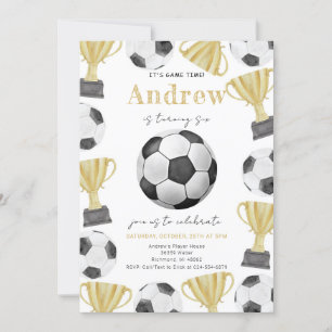 Invitación Fiesta de cumpleaños del fútbol de acuarela person
