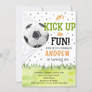 Invitación Fiesta de cumpleaños del fútbol de acuarela person