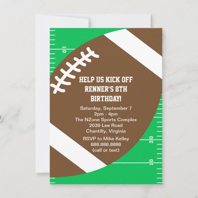 Invitación Fiesta de cumpleaños del fútbol deportivo (Anverso)