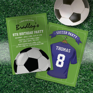 Invitación Fiesta de cumpleaños del fútbol infantil   Blue Je