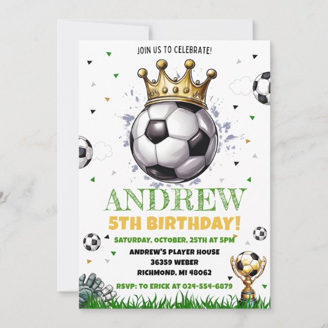Invitación Fiesta de cumpleaños del fútbol personal (Anverso)