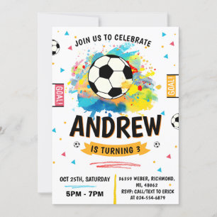Invitación Fiesta de cumpleaños del fútbol personal