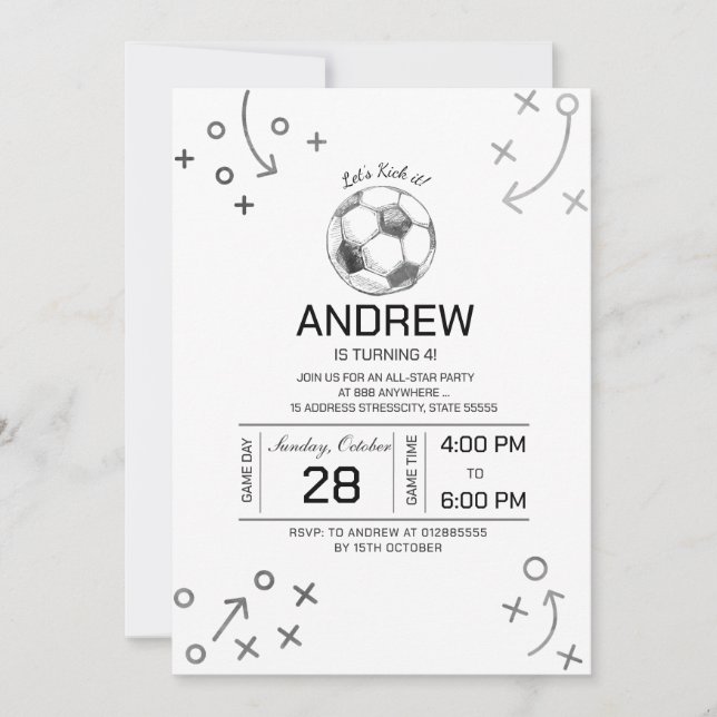 Invitación Fiesta de cumpleaños del fútbol personal (Anverso)