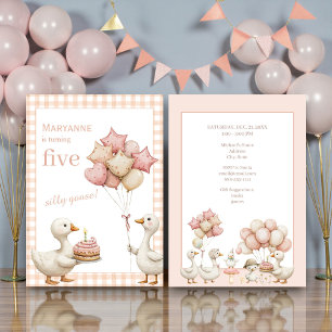 Invitación Fiesta de Cumpleaños del Ganso Tonto con Acuarela