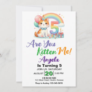 Invitación Fiesta de cumpleaños del gatito lindo 5 años