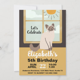 Invitación Fiesta de cumpleaños del gato de Cute House