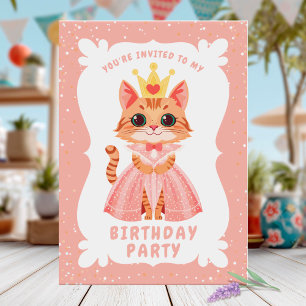 Invitación Fiesta de cumpleaños del gato del Princesa Cuta