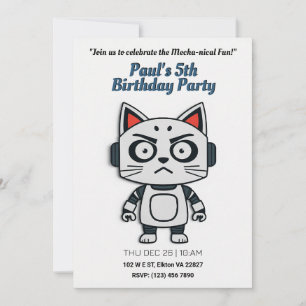 Invitación Fiesta de cumpleaños del gato Robo - Diversión fel