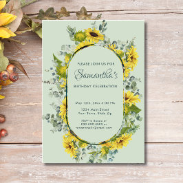 Invitación Fiesta de cumpleaños del girasol acuarela