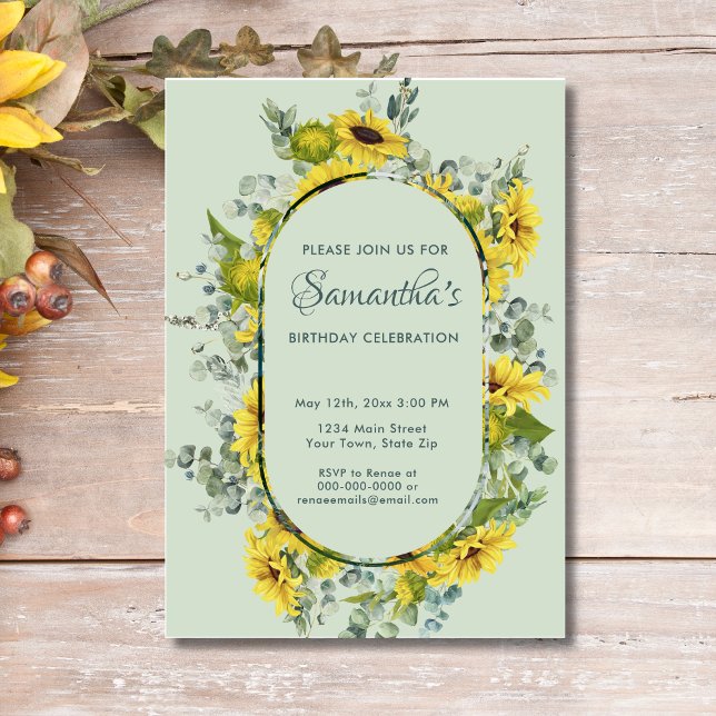 Invitación Fiesta de cumpleaños del girasol acuarela (Subido por el creador)