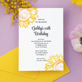 Invitación Fiesta de cumpleaños del girasol amarillo neón