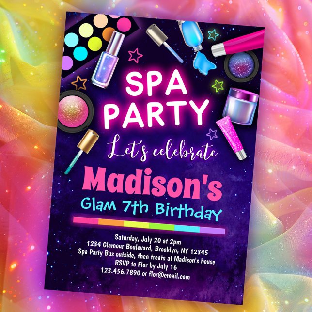 Invitación Fiesta de cumpleaños del Glam Spa para chicas (Subido por el creador)