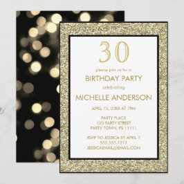Invitación Fiesta de cumpleaños del glamour negro dorado