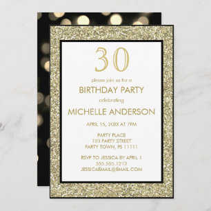 Invitación Fiesta de cumpleaños del glamour negro dorado