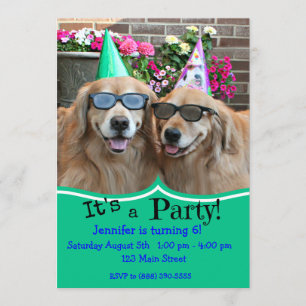 Invitación Fiesta de cumpleaños del golden retriever