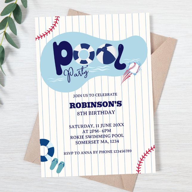 Invitación Fiesta de cumpleaños del grupo de béisbol moderno (Subido por el creador)