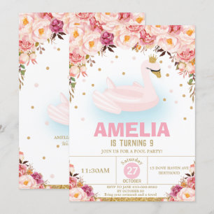 Invitación Fiesta de cumpleaños del grupo de princesas floral