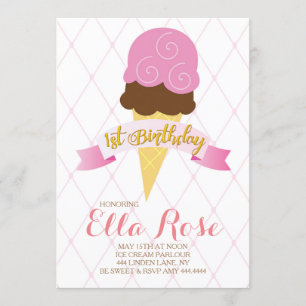 Invitación Fiesta de cumpleaños del helado primera