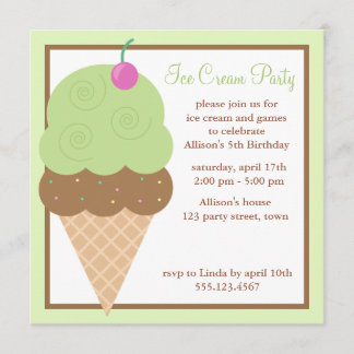 Invitación Fiesta de cumpleaños del helado verde limón