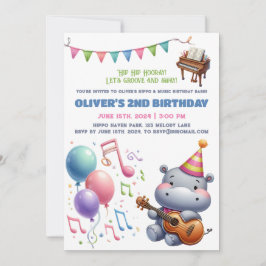 Invitación "¡Fiesta de Cumpleaños del Hipopótamo Groovy!" Inv