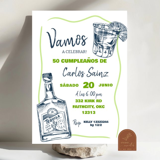 Invitación Fiesta de cumpleaños del hombre mexicano español T (Subido por el creador)