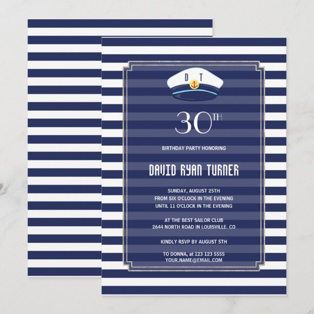 Invitación Fiesta de cumpleaños del hombre plateado de la Mar (Anverso / Reverso)
