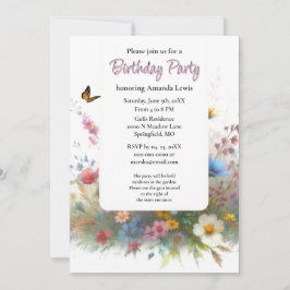 Invitación Fiesta de cumpleaños del jardín Flor salvaje Flora