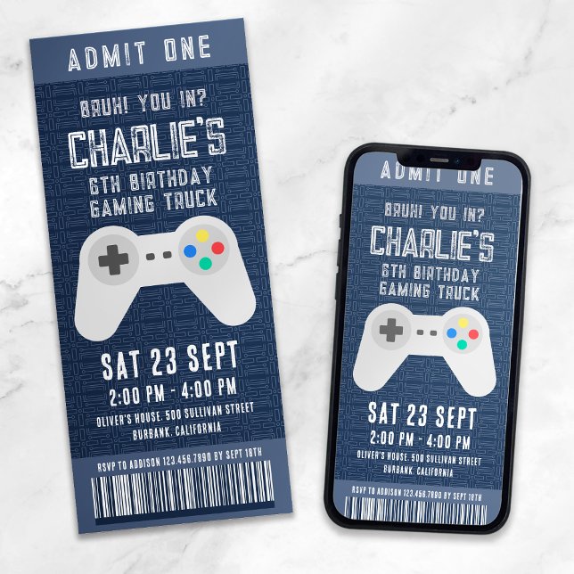 Invitación Fiesta de cumpleaños del juego de camionetas (Subido por el creador)