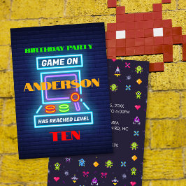 Invitación Fiesta de cumpleaños del juego de la arcada retro