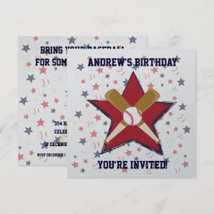 Invitación Fiesta de cumpleaños del jugador de béisbol person