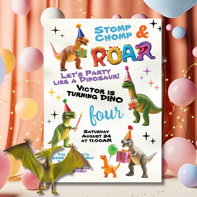Invitación Fiesta de cumpleaños del Juguete de Dinosaur (Subido por el creador)