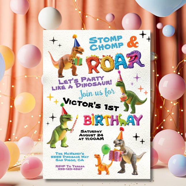 Invitación Fiesta de cumpleaños del Juguete de Dinosaur (Subido por el creador)