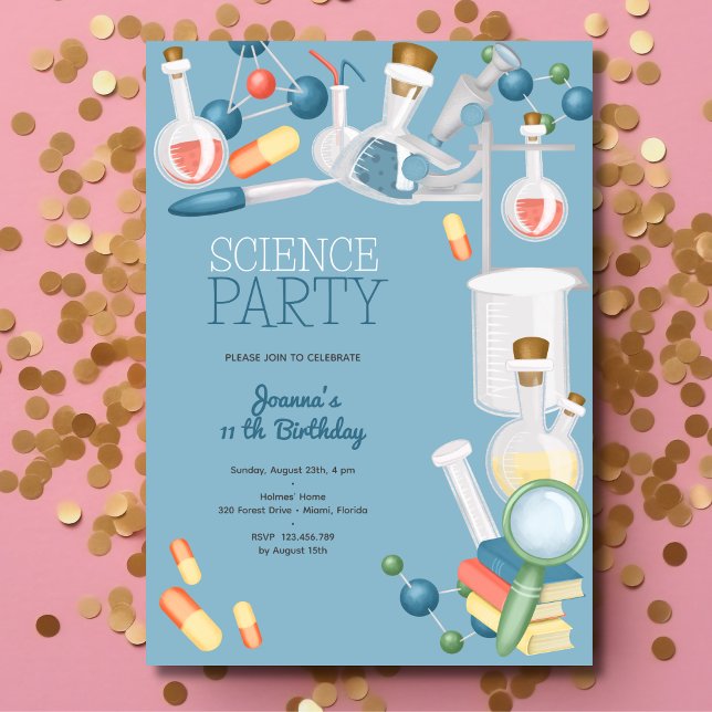 Invitación Fiesta de cumpleaños del laboratorio de ciencias (Subido por el creador)