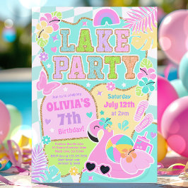 Invitación Fiesta de cumpleaños del lago Preppy en el verano 
