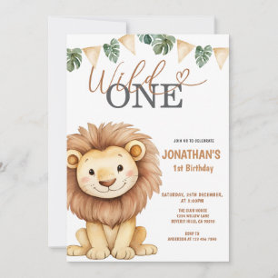 Invitación  Fiesta de cumpleaños del León Salvaje Uno 1er año