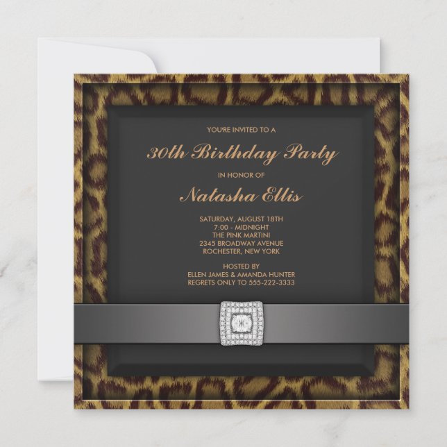 Invitación Fiesta de cumpleaños del leopardo cualquier número (Anverso)