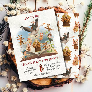 Invitación Fiesta de cumpleaños del libro de cuentos de Mothe