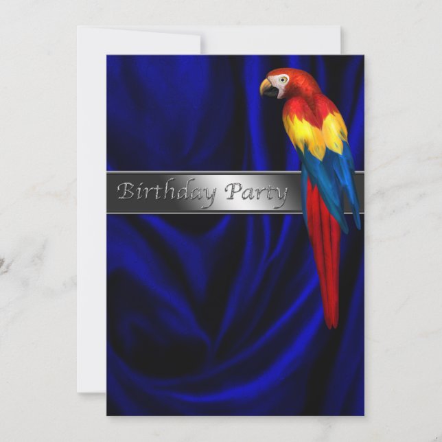 Invitación Fiesta de Cumpleaños del Loro Azul con Número (Anverso)