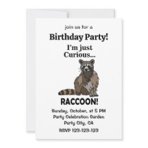 Fiesta de Cumpleaños del Mapache Divertido y Curio