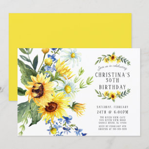 Invitación Fiesta de cumpleaños del moderno Sunflower Daisy