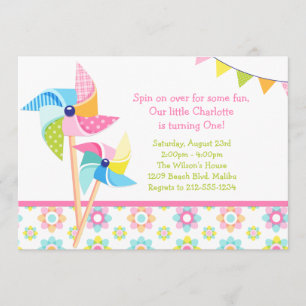 Invitación Fiesta de cumpleaños del molinillo de viento